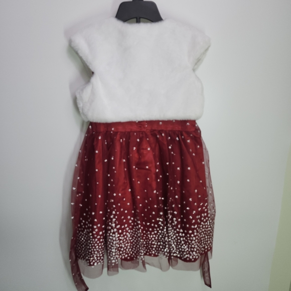 Jona Michelle Red Sparkly Dress with "fur" Shrug - Picture 3 of 5